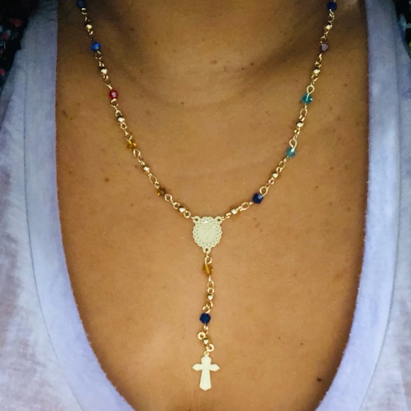 18k Gold Laminated Multi Color Rosary - Picture 5 of 5